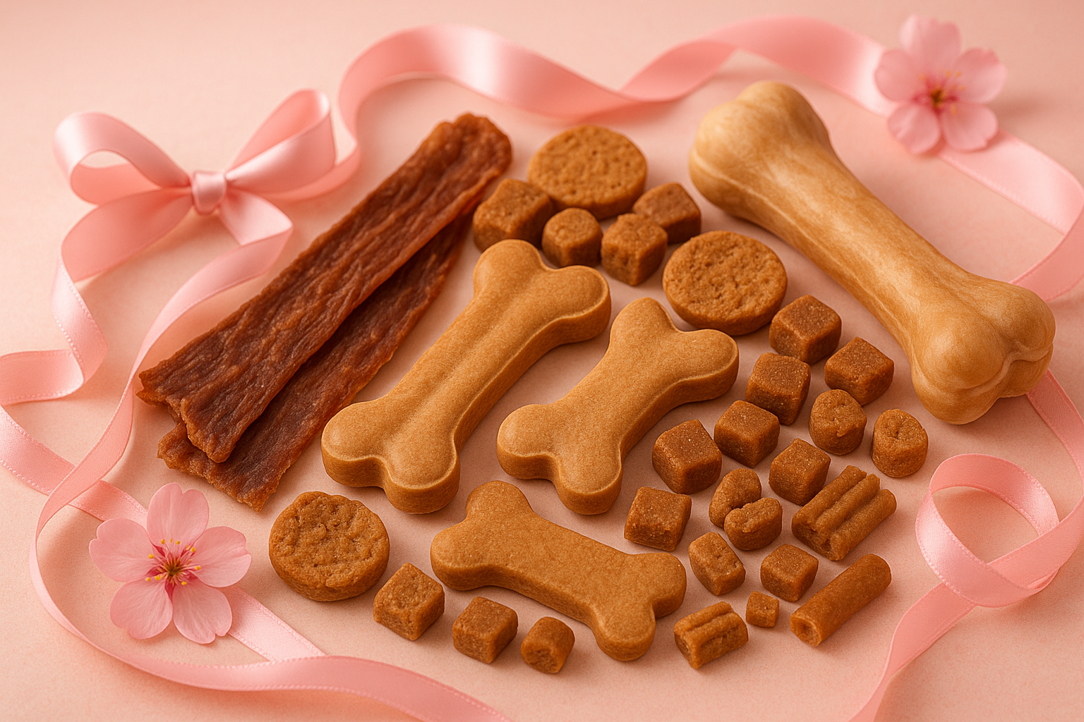 Natural dog treats with baby pink